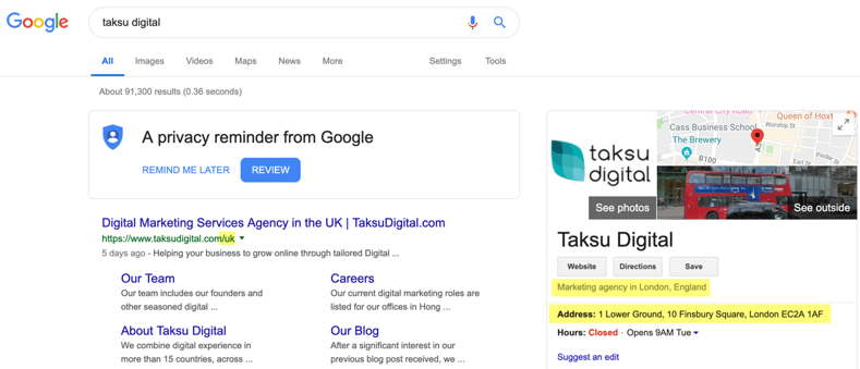 Google My Business Listing | GMB | Taksu Digital