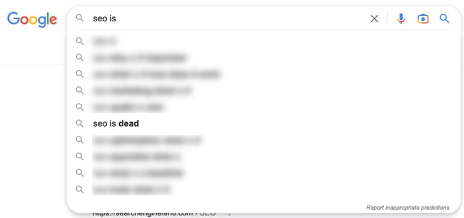SEO is Dead queried in Google